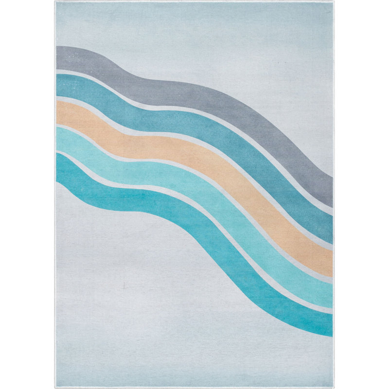 Tapis arc-en-ciel moderne Asusena, Rectangle 5 pi x 7 pi, Multi-couleur