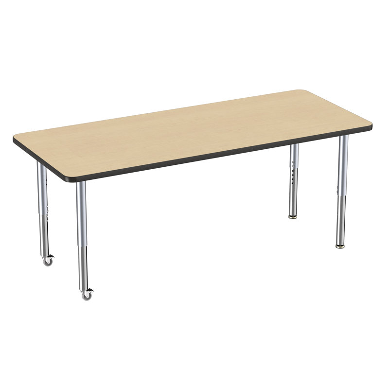 Table rectangulaire d'activité rectangulaire avec pieds réglables, Érable / noir, Super, 30" x 72"