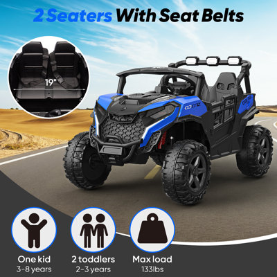 ARBELI 12v Two-seater Powered Ride On Utv, Electric Car For Kids Unisex With Remote Control, Led Light, Mp3