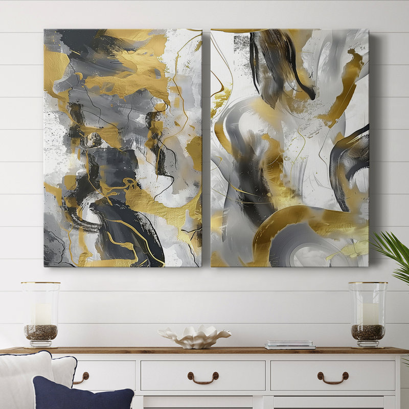 ABSTRACT Series cmxxxvi - Toile tendue avec châssis de qualité supérieure - Prêt à être accroché, H 12 po x l 16 po
