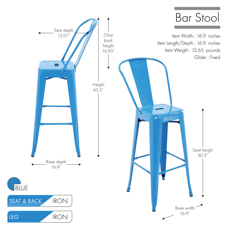 Tabouret de bar 30,3 po Lesher, Bleu