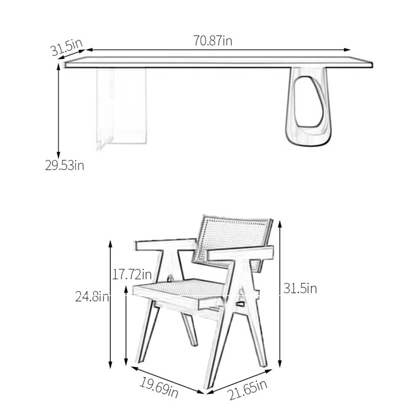 4 - Person Solid Wood Top Double Pedestal Dining Set, 29.53" H x 70.87" L x 31.5" W