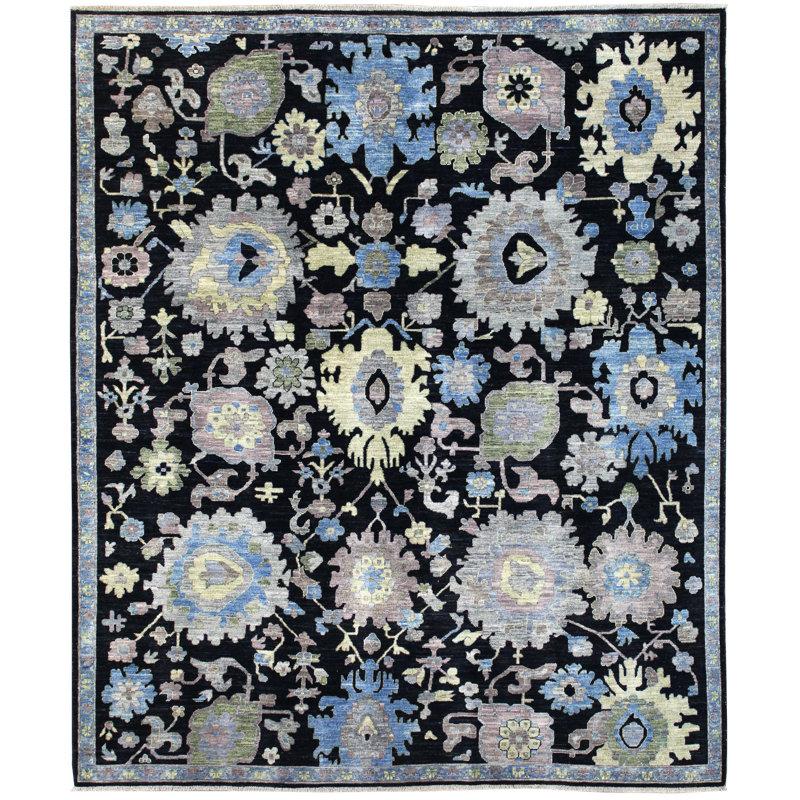 Tapis noir Harshang, Rectangle 8 pi 2 po x 9 pi 9 po