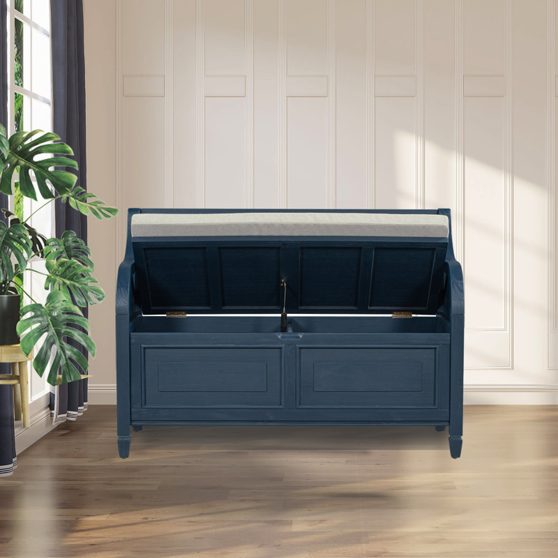 Banc de rangement Caellan, Bleu marine antique