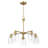 Elegance Five Lights Linear Arms with Golden Brass Finish Chain Chandelier 24"W 24.1"D 8.5"H with Clear Water Glass