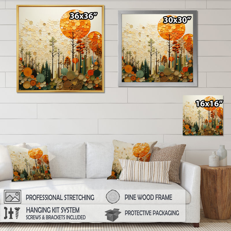 Hardedge Art Earthy Euphony VII - Abstract Canvas Prints, H 24 po x l 24 po x P 1 po, Cadre simple noir