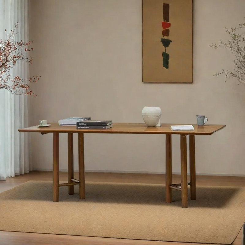 Table de salle à manger en bois massif brun clair, H 29,53 po x L 86,61 po x l 33,46 po