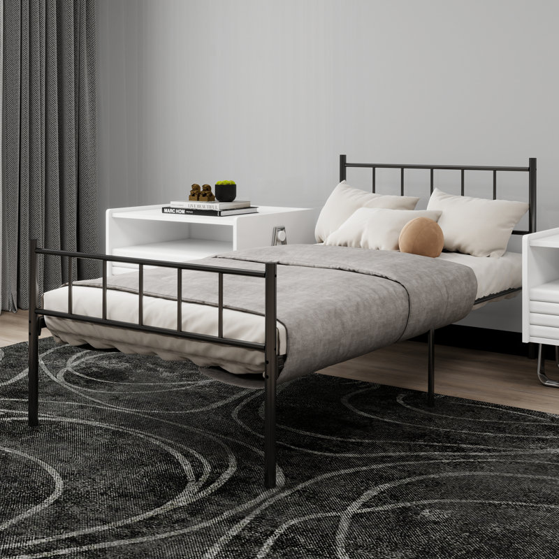 Base de lit plateforme en métal, Twin, Black