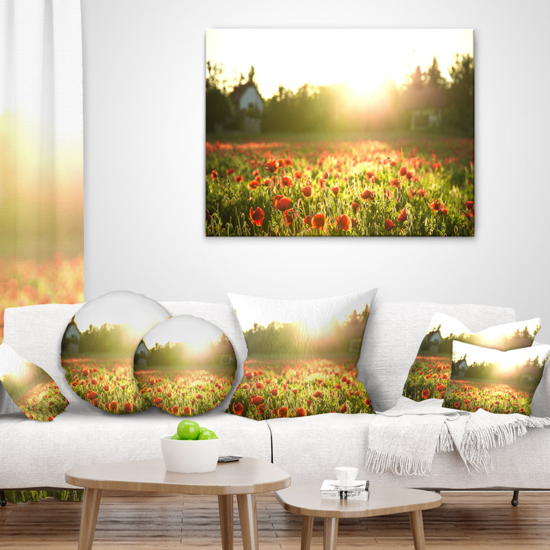 Coussin Poppy Field, 16 po x 16 po, Coussin décoratif