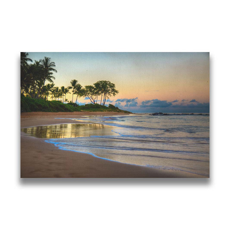 Keawakapu Beach Sunrise par Kelly Wade. Toile giclée sur toile tendue avec cadre flottant, H 30,5 po x l 45,5 po, Noir