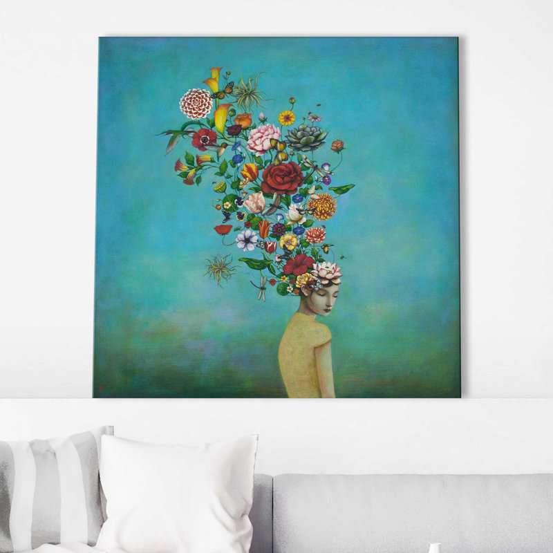«A Mindful Garden» par Duy Huynh - Peinture, Toile tendue, H 24 po x l 24 po x P 1,5 po