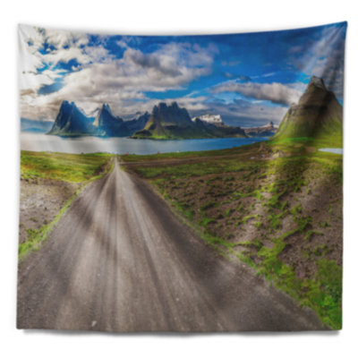 Tapisserie de vue panoramique peaks and fjords Landscape