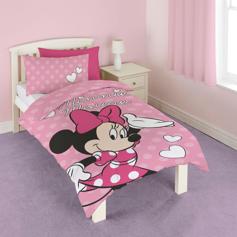 Disney Minnie Mouse Spots Duvet Cover Set Bedding Set with Pillowcase Pink Single