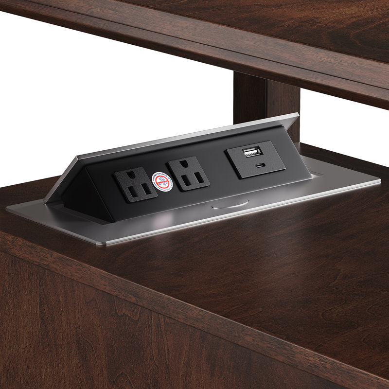 2 Drawers Bedroom Nightstands with Storage and Fast Charging Station, Cherry, Set of 2
