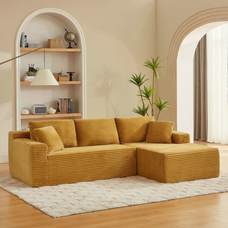 Canapé modulaire en L avec siège profond, sans assemblage requis, canapé modulaire pour salon, chambre à coucher, appartement, jaune