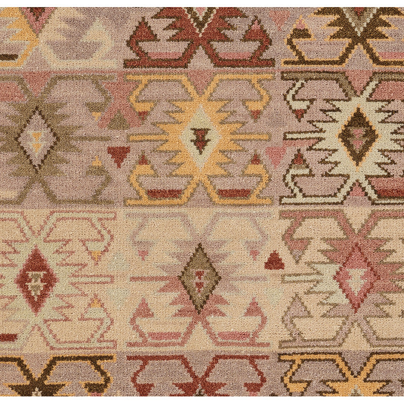 Amabelle Southwestern Hand Knotted Wool Beige/Red/Yellow Area Rug, Rectangle 5' x 8'