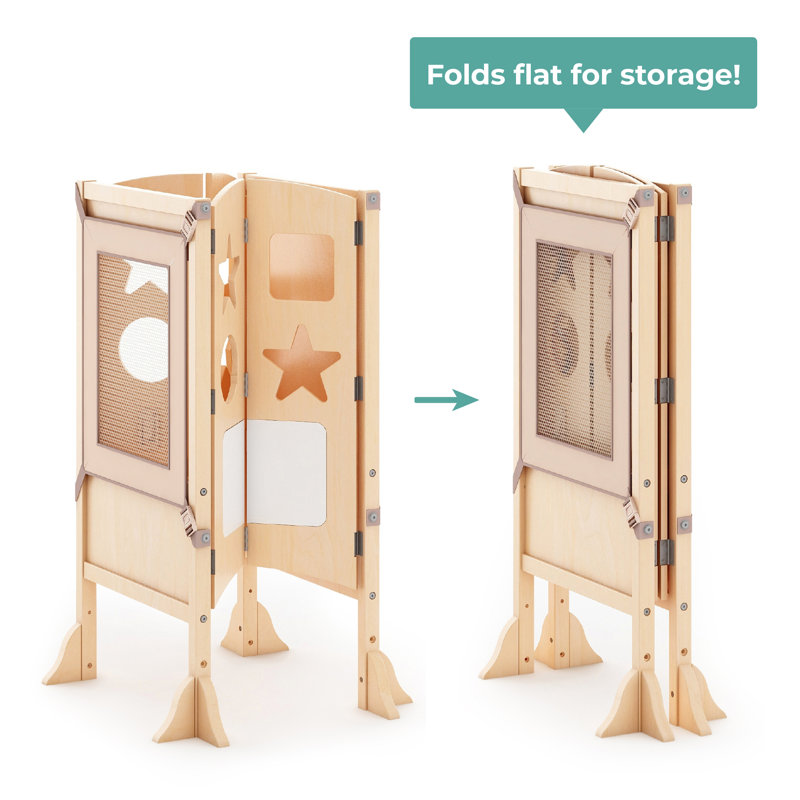 Natural Wooden Foldable Kitchen Helper Toddler Tower