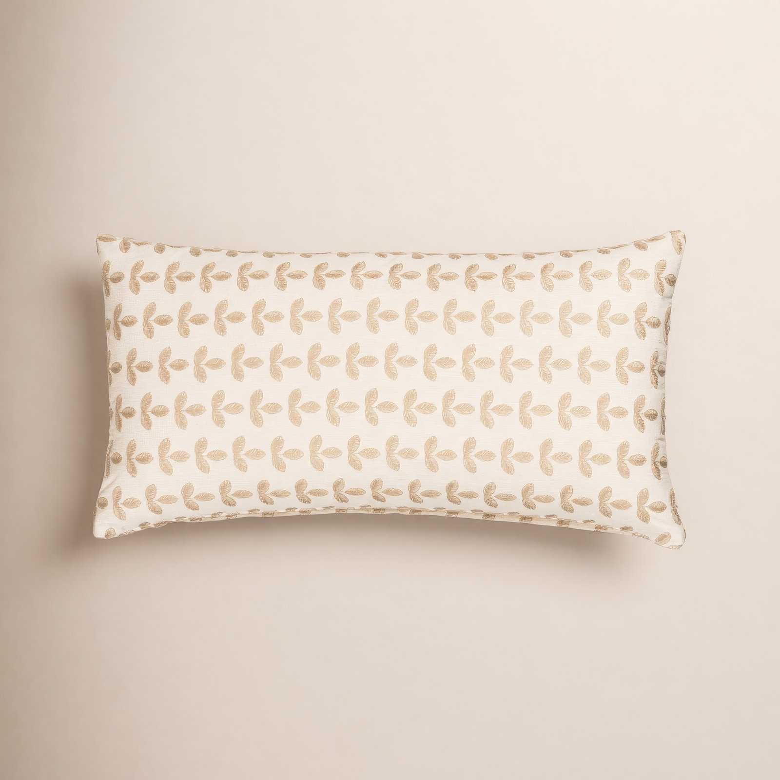 Birch Lane Trillium Throw Pillow Lumbar, Feather, Cream Floral