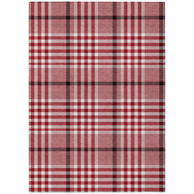 HomeRoots 5' X 8' Red Plaid Washable Indoor Outdoor Area Rug