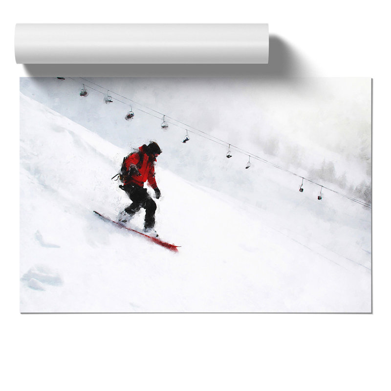 Snowboarding Painting - Frameless Print, 42cm H x 59cm W x 0.1cm D