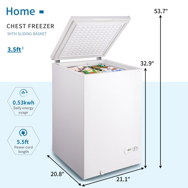 Koolatron Chest Freezer, 3.5 cu ft (99L), White - Invastor