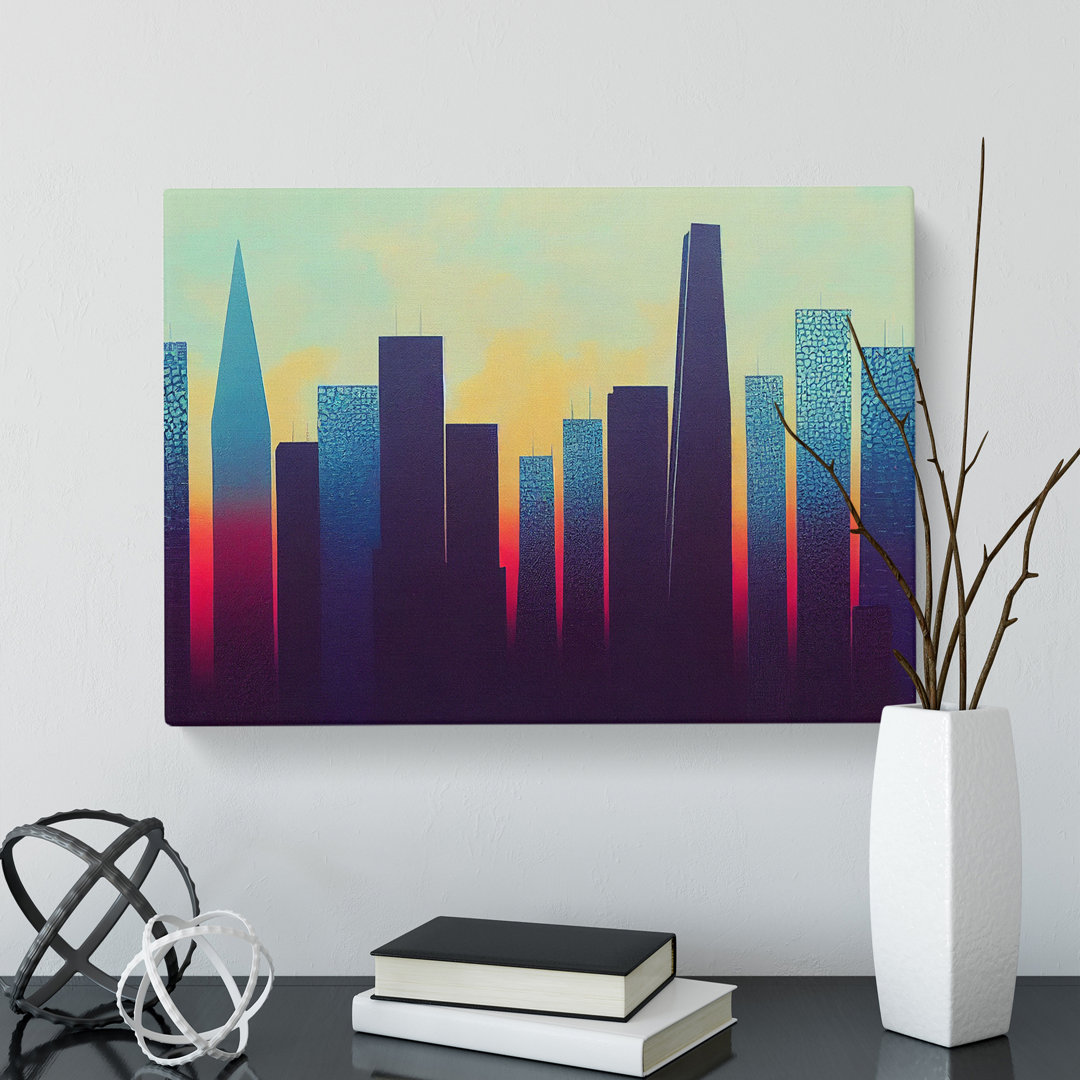 Electrifying Skyline Architecture Abstract - Wrapped Canvas