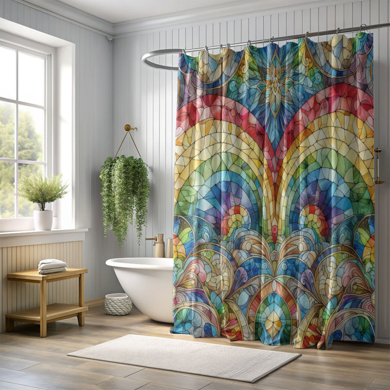 Rideau de douche en verre 1 pièce, H 74 po x l 71 po