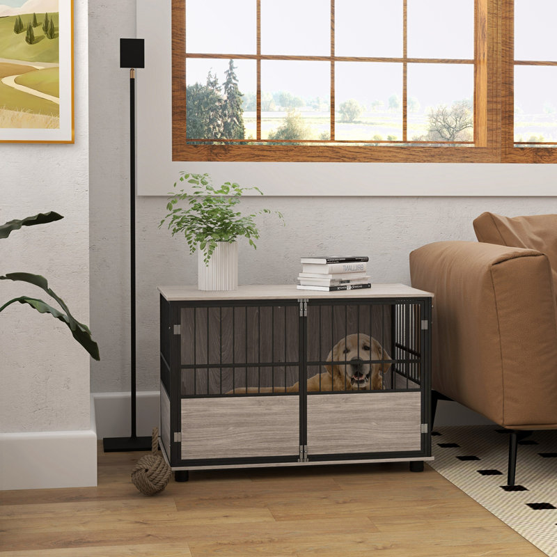 Cage en bois pour chien avec 3 portes