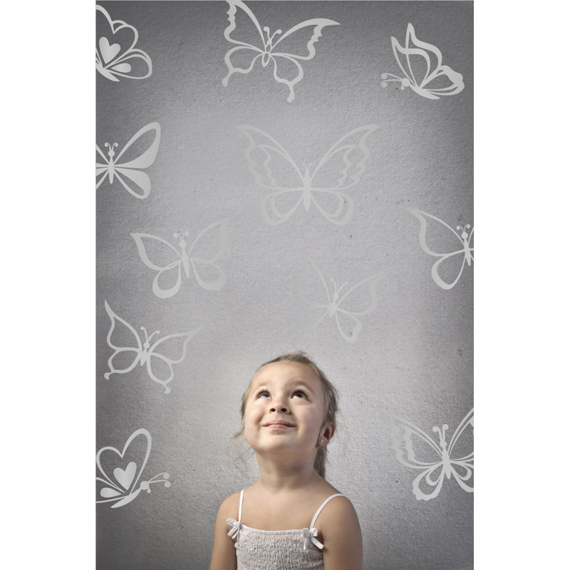 Adhésif décoratif papillon, Argent, H 55 po x l 58 po x P 0,01 po