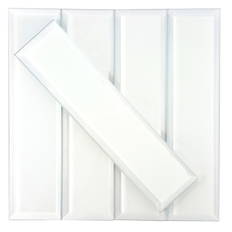 Frosted Elegance 3 in. x 12 in. Diamond Grade Glass Beveled Peel and Stick Subway Wall Tile
