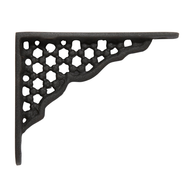 Small Honeycomb Cast Iron Shelf Bracket, Matte Black