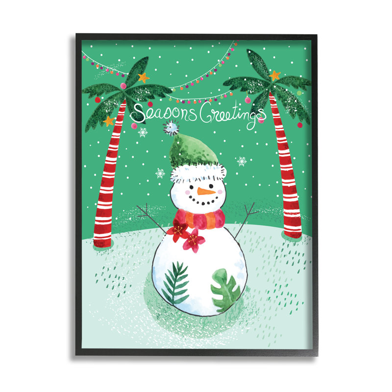 Season 'Greetings, H 20 po x l 16 po x P 1,5 po, Giclée encadrée noir minuit