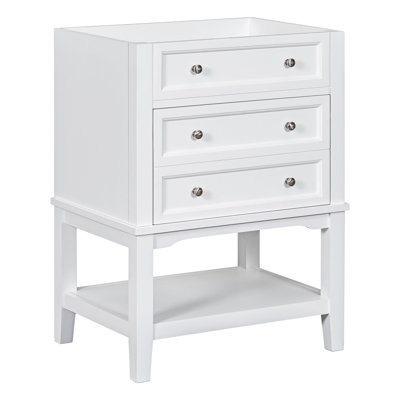 Bathroom Vanity Without Sink, Base Only, Solid Wood Frame, Bathroom Storage Cabinet With Drawer And Open Shelf