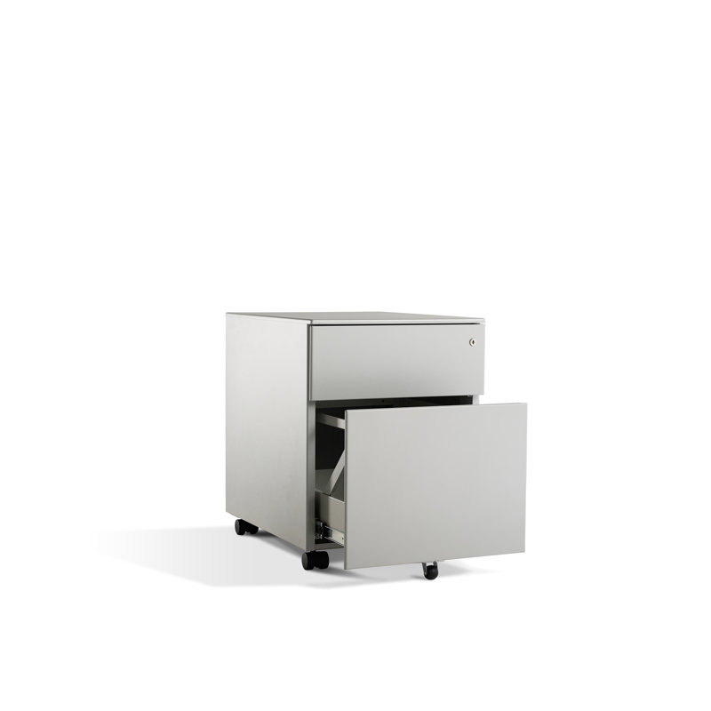 Trudeau 422cm Wide 2 -Drawer Mobile Steel File Cabinet, Silver