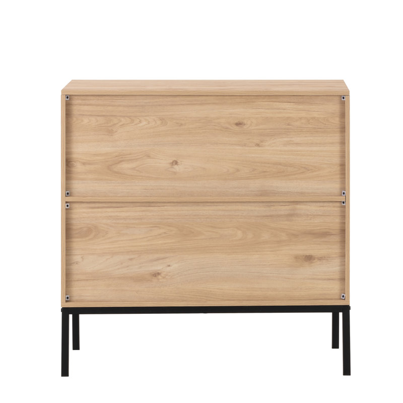 Set of 2 Rolland A Console Table Side Table with Rattan Door Buffet Cabinet Sideboard Cabinet