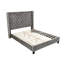 Structure de lit grand gris, design transitionnel, revêtement en velours, bois massif, style à oreilles, tête de lit à boutons, motif à losanges, charmante pièce de chambre à coucher-2135066365