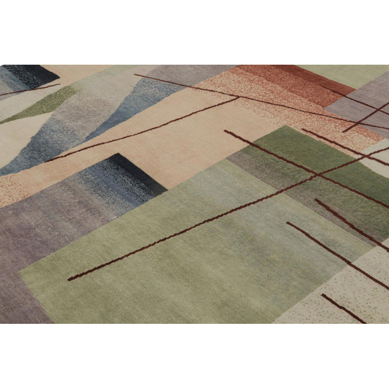 Art Deco Handmade Kilim Wool Geometric Area Rug, Rectangle 5' x 7'