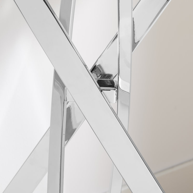 Atal Marble Effect Console Table - Glass Topped Metal Leg Narrow Hallway Console Table, White, Silver