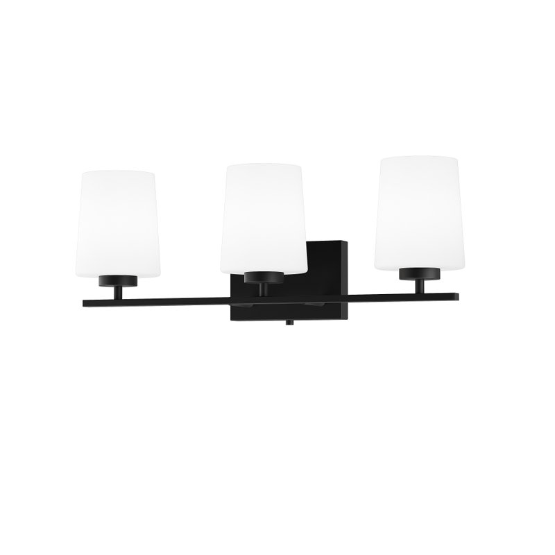Éclairage pour salle de bain 3 lumières Allaire Plug & Play de style transitionnel et moderne - 8,57 po de hauteur et 23,5 po de largeur