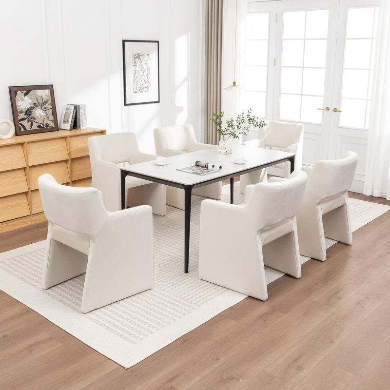 Chaise rembourrée en velours Hambrook, Beige