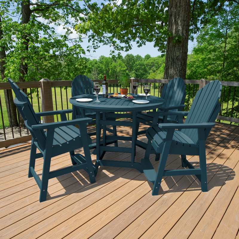 Anette 4-Person 48" Round, Counter-Height Dining Set, Nantucket Blue