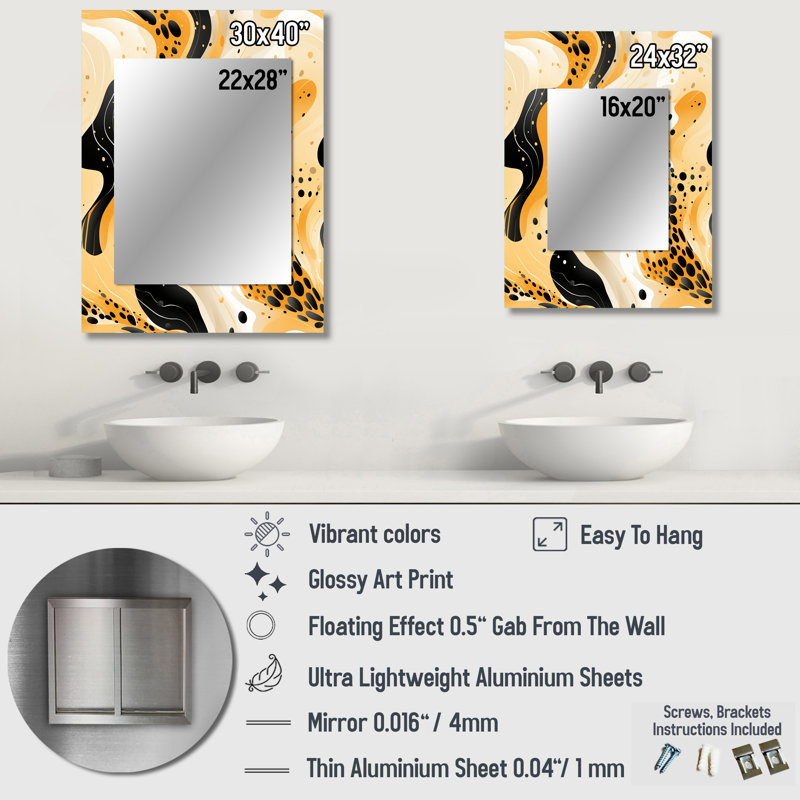 Sharlize, impression de guépard moderne orange et noir - reproduction unique de miroir animal, 40 po x 30 po