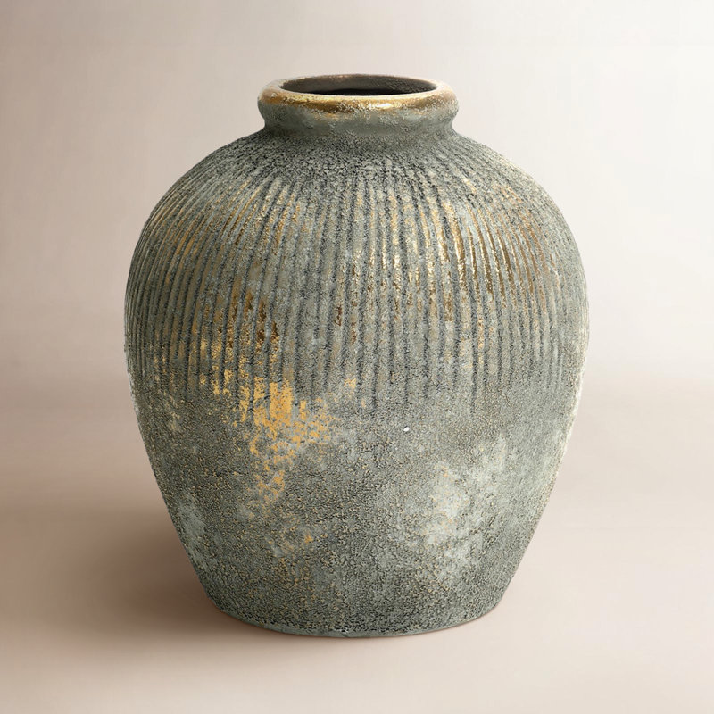 Vase floral en terre cuite brun et or 8,7 po