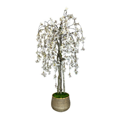 Faux Cherry Blossom Tree in Fiberstone Planter