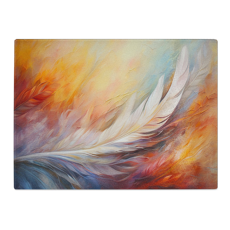 Feather Action  Glass Chopping Board