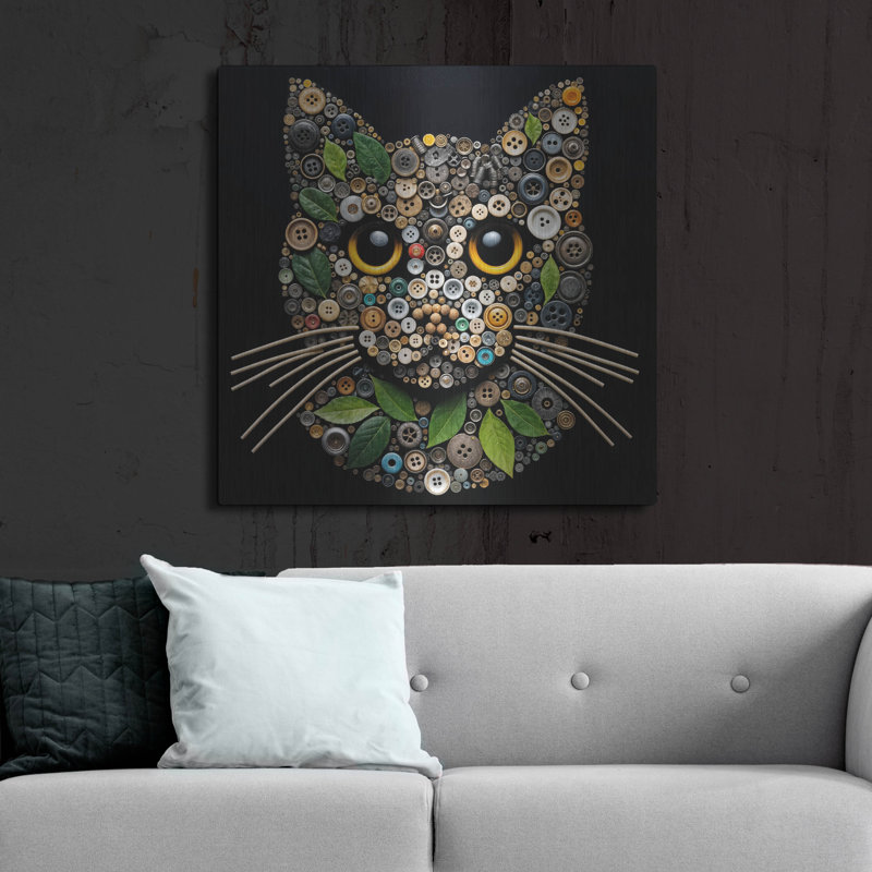 «Cat Collage» par Rey Klimt, art mural en métal, H 36 po x l 36 po