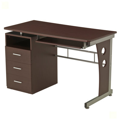 Solid Wood Top Metal Base Computer Desk