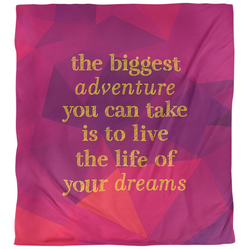 Housse de couette The Bigeste Adventure Quote, Housse de couette pour grand lit, Rubellite / or