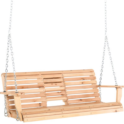 Banc de balançoire pour 2 ou 3 personnes, table basse pliante, capacité de 440 lb, bois, eau extérieure, construction en bois, cour arrière