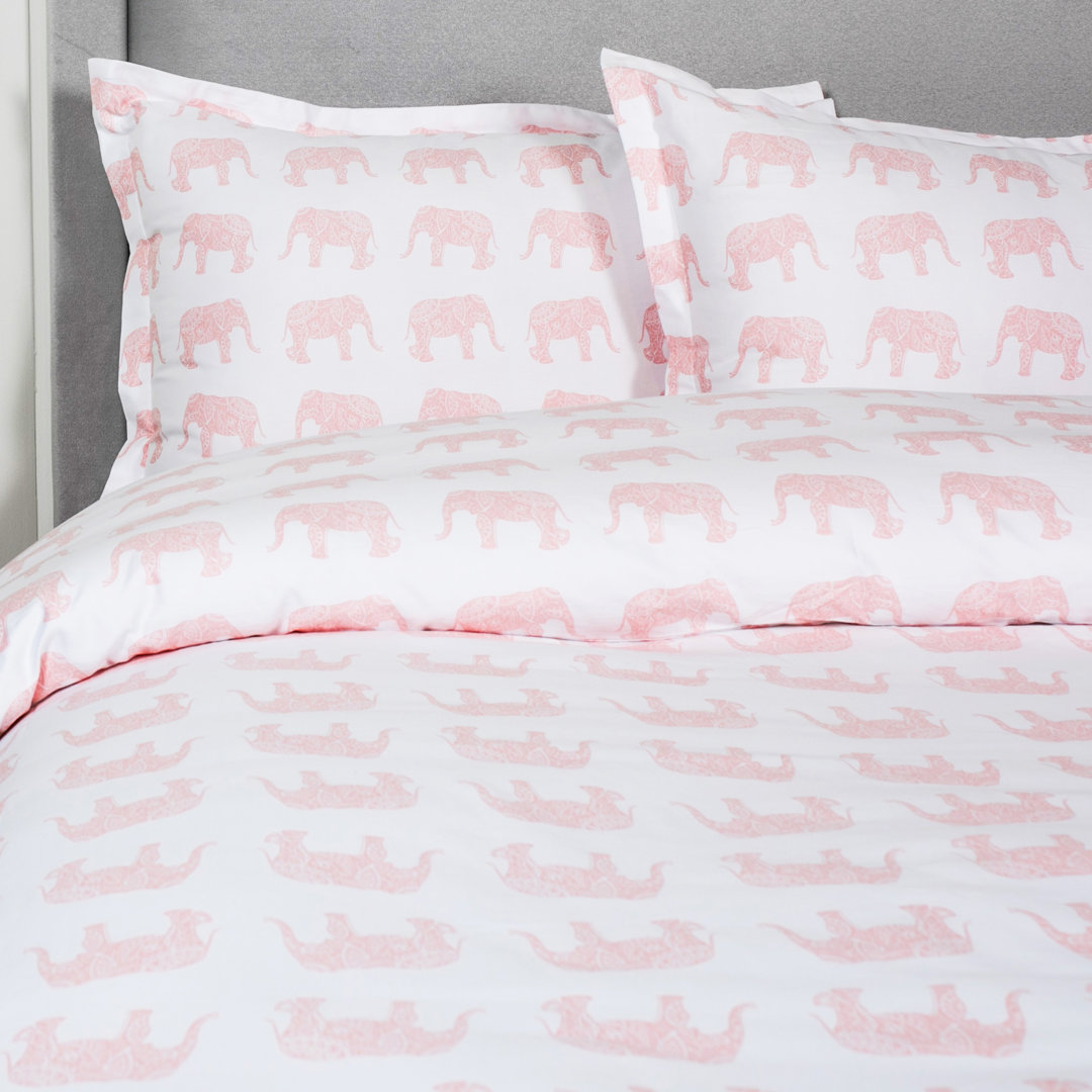 Elephant Cotton Animal Print Duvet Cover Set Melange Home
